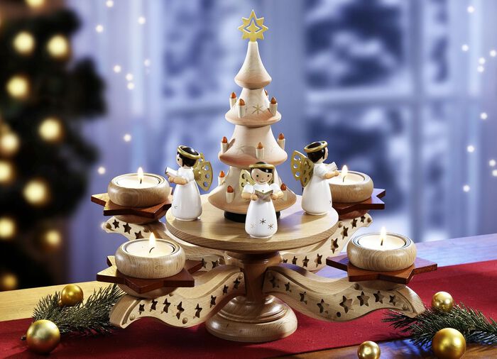 Adventskandelaar van hout NATUREL