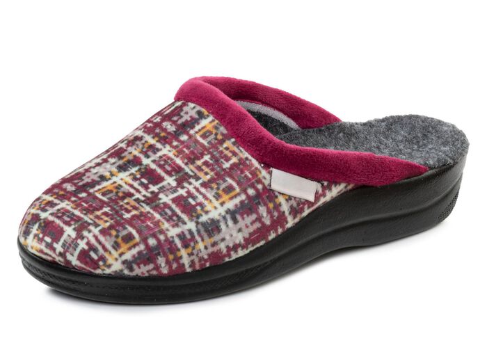 Klassieke damespantoffels, breedte G, met comfortabele vulling BORDEAUX