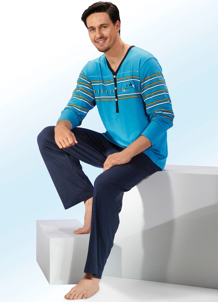 Pyjama met knoopsluiting en printopdruk 