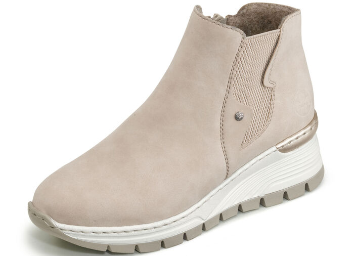 Rieker enkellaarzen gemaakt van zacht nubuck materiaal BEIGE