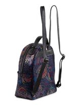 Laurina-rugzak van bedrukt kalfsleer ZWART-MEERKLEURIG