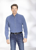 Overhemd met button-down kraag JEANSBLAUW
