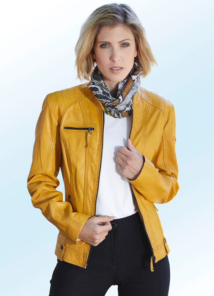 Kort leren jack van "Cabrini" 