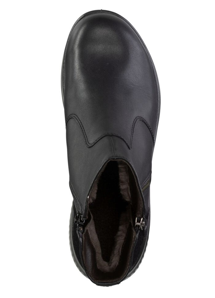 Gevoerde dameslaarzen, winterschoenen, breedte K, met lamsvacht ZWART