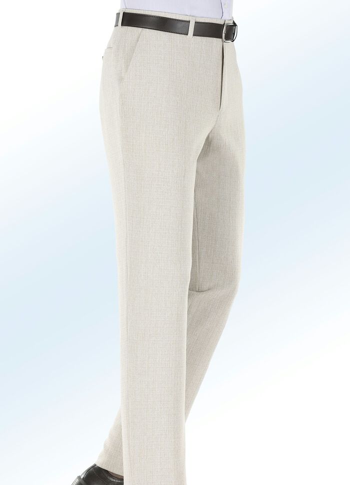 Broek in linnen-look in 2 kleuren BEIGE GEM&Ecirc;LEERD