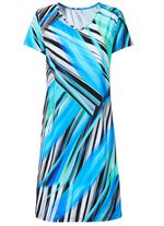 Laurina-jurk met inkjetprint en korte mouwen 