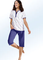 Set van twee pyjama‘s, met stippen, met lange en korte mouwen ECRU/MARINE