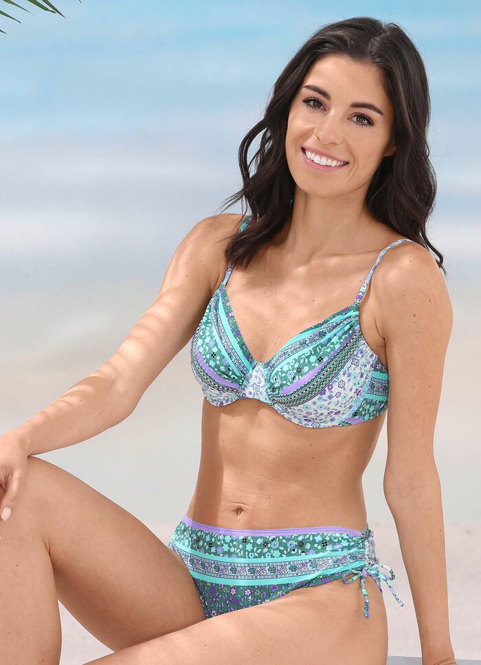 Bikini met beugel, cuploos, kan aan de zijkant aangerimpeld worden 