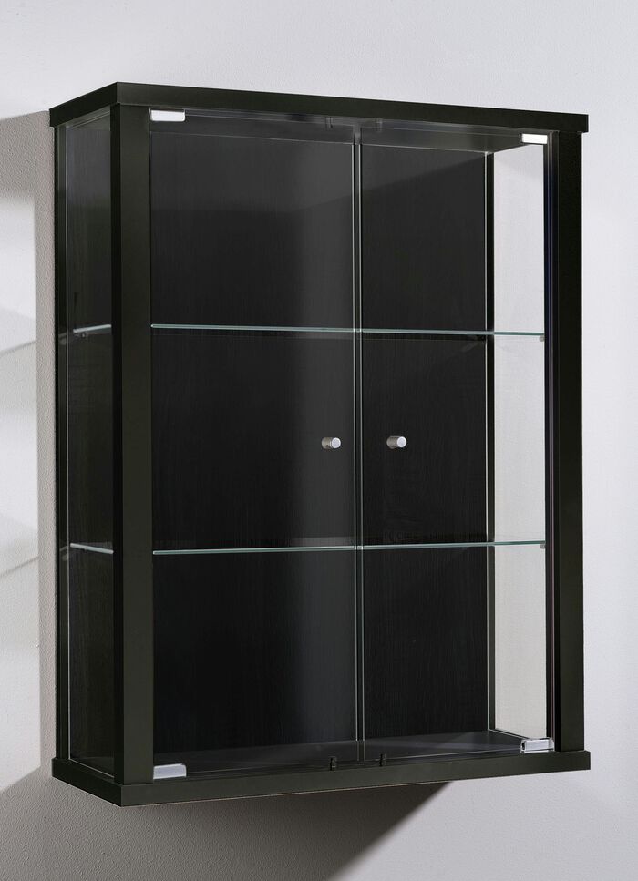 Hangende vitrine met ESG-veiligheidsglas ZWART