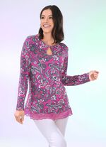 Shirt met interessante halslijn in 2 kleuren FUCHSIA GROEN