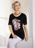 Shirt met contrasterende bies in 2 kleuren ZWART