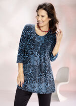 Lang shirt met plooien in 3 kleuren ZWART-DENIM BLAUW