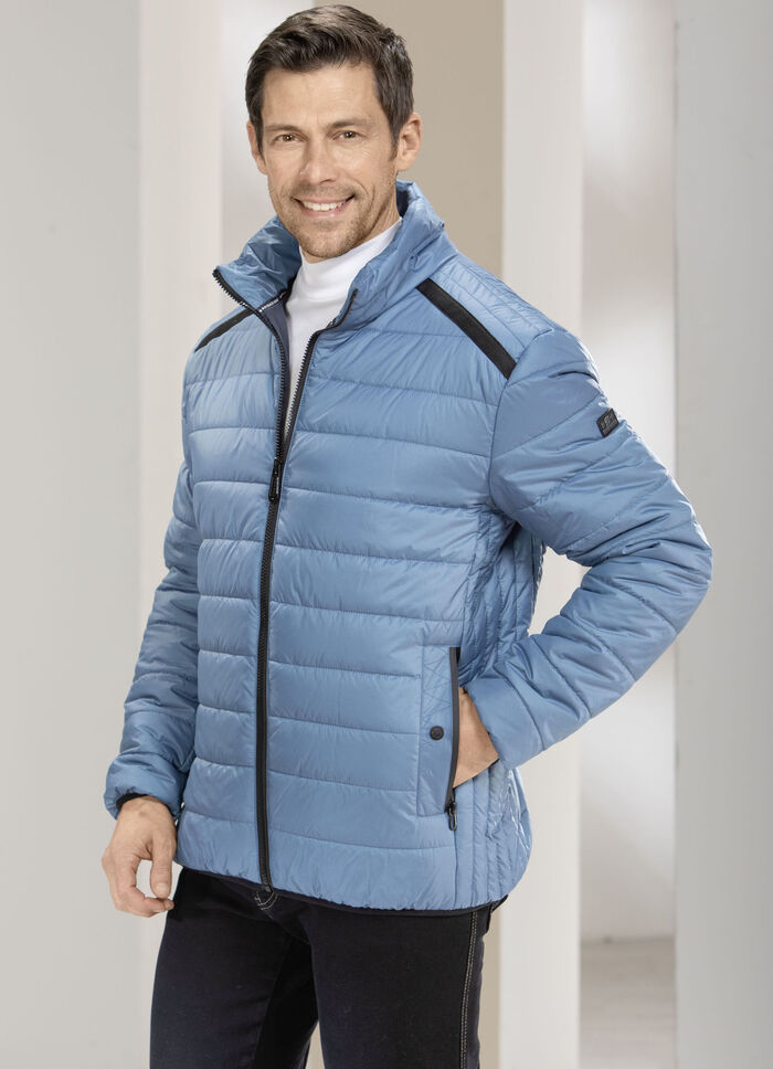 Gewatteerde blouson in 2 kleuren DUIFBLAUW