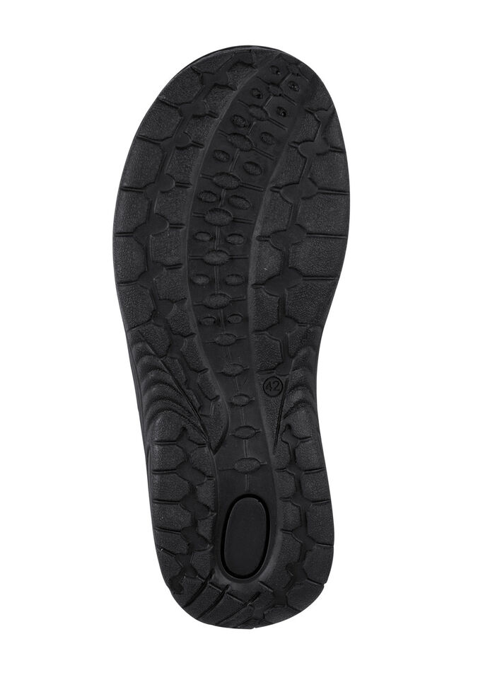 Sandaal van ingevet, gearceerd rundleer ZWART