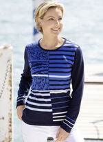 trui met intarsia MARINE-KONINGSBLAUW-ECRU