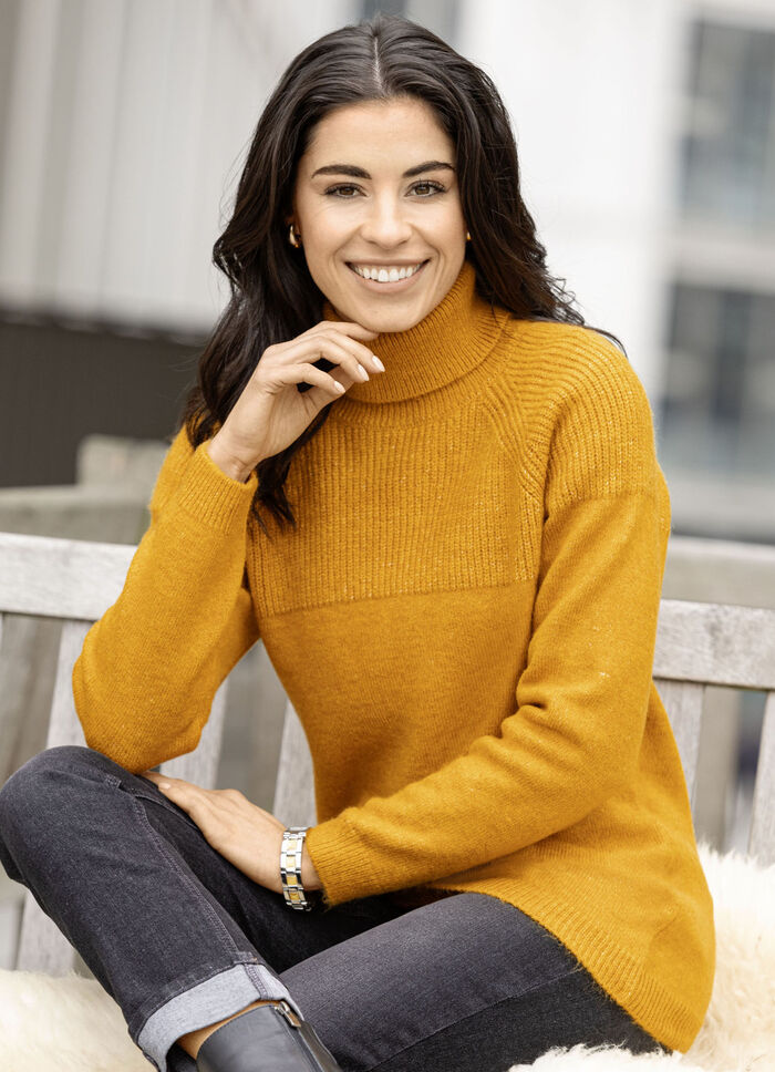 Trui van een gebreide mix GEVLEKTE SAFFRAAN
