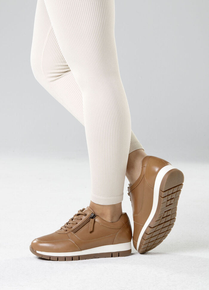 ELENA EDEN, sportieve damessneakers, breedte H, met uitneembaar voetbed CAMEL