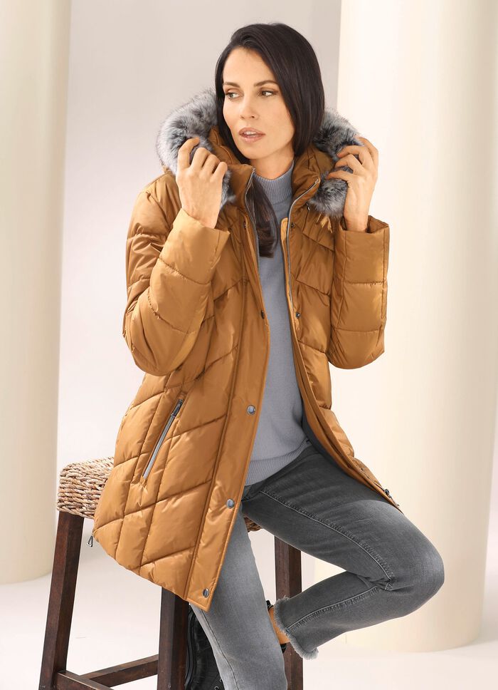 Jas met afneembare kunstbontkraag 