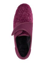 Laurina, klassieke damesschoenen met klittenband, met elastisch fluweel BORDEAUX