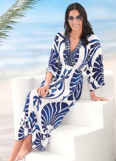 Laurina-jurk met schitterend gekleurd printdessin 