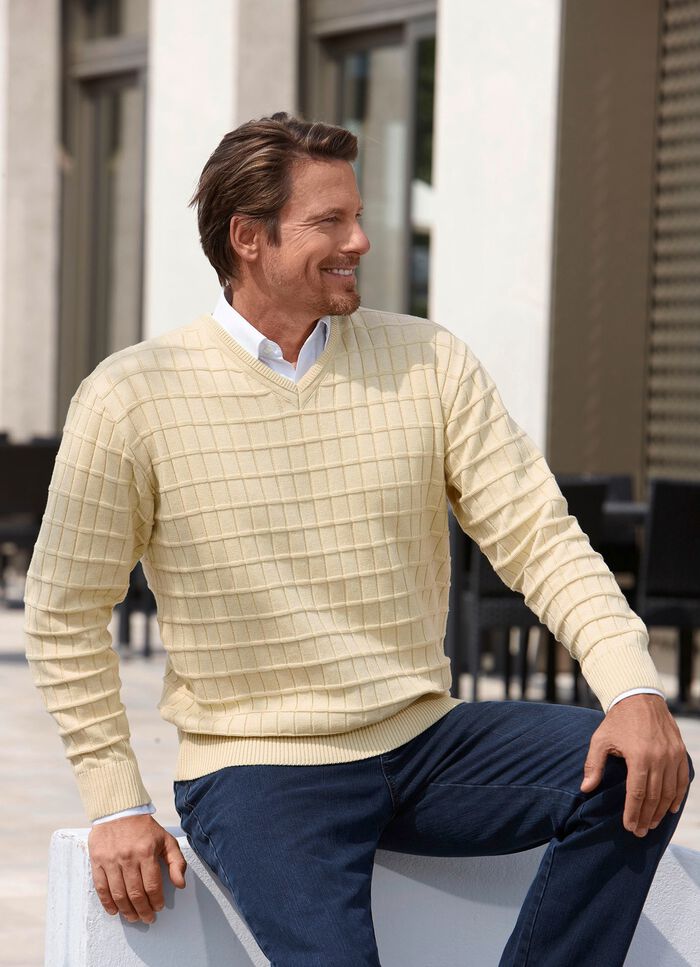 Casual trui met V-hals en gestructureerd ontwerp in 3 kleuren 