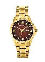 Para-quartz herenhorloge met stalen bandkast 