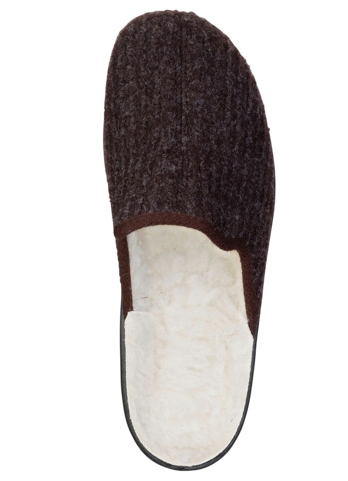 Gevoerde herenpantoffels, met nieuwe wol BRUIN