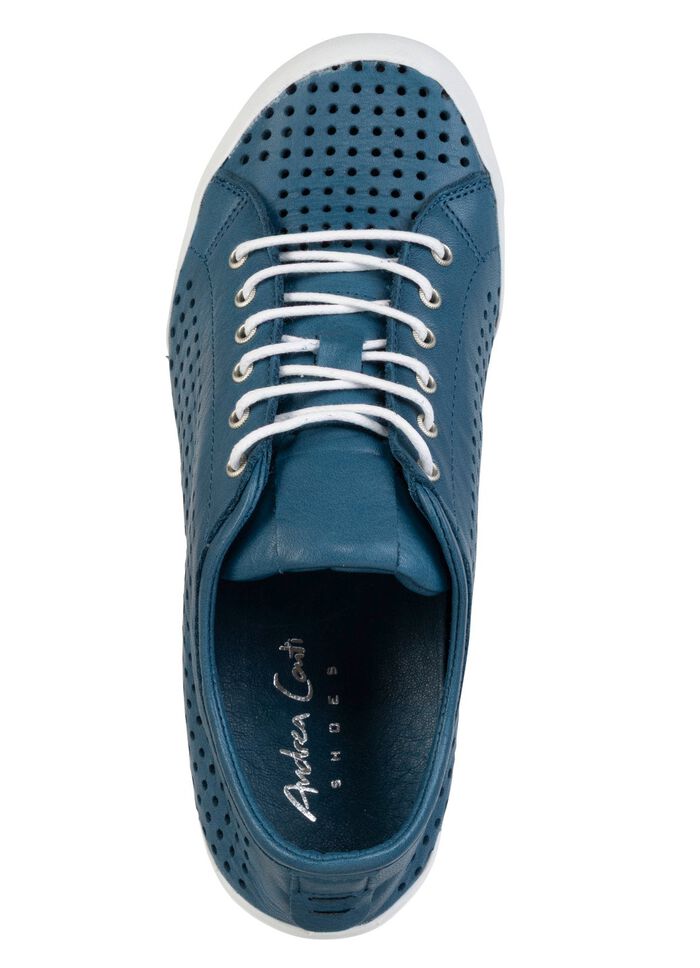 Andrea Conti, zomerse veterschoenen voor dames, met uitneembaar voetbed BLAU