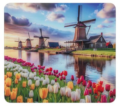 Glazen wandpaneel met molenmotief 