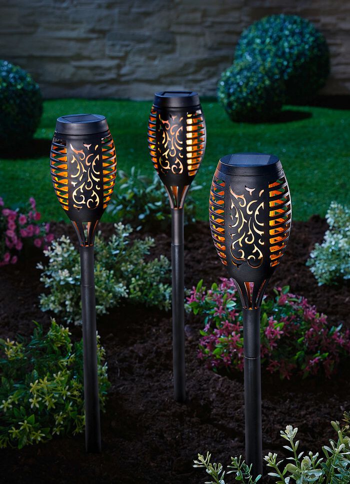 Zaklamp op zonne-energie, set van 3, om vast te klemmen of in te steken 