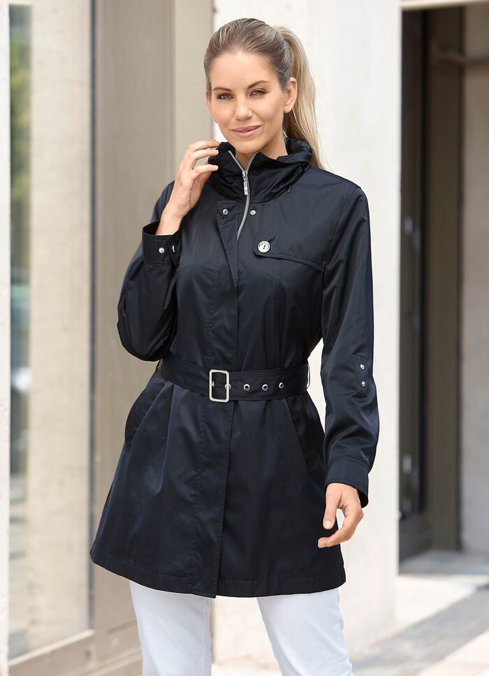Lange jas met riem in trenchcoat-look 
