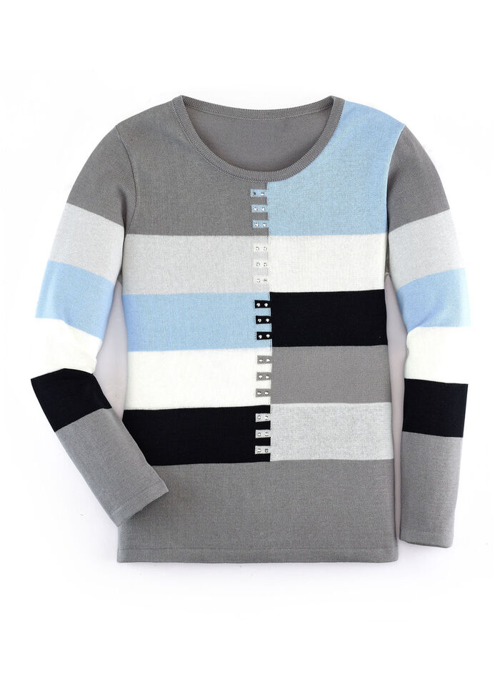 Trui met strassversiering 1 ROZE/BLAUW MULTICOLOR