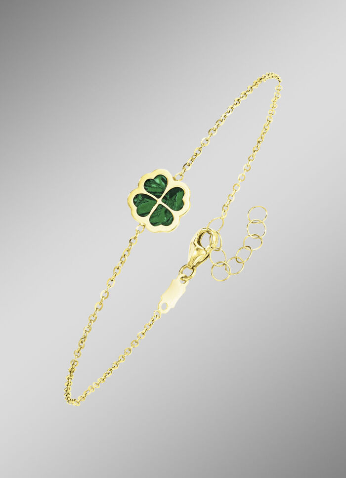 Delicate geluk &ndash; armband met malachiet klaverblad 