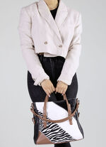 Collezione Alessandro tas met zebra-design ZWART-ECRU