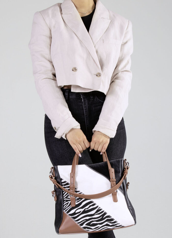 Collezione Alessandro tas met zebra-design ZWART-ECRU
