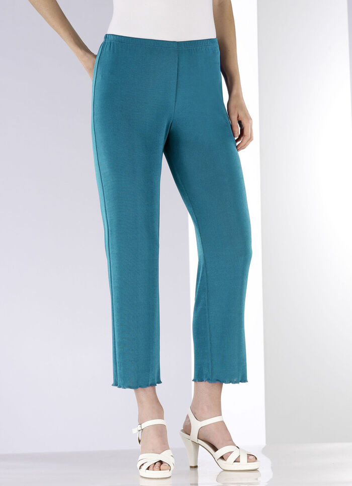 Zacht vloeiende, 7/8 lange broek BENZINE