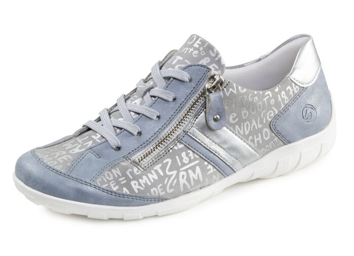 Remonte, comfortabele damessneakers, breedte G, met uitneembaar voetbed LICHTBLAUW-ZILVER