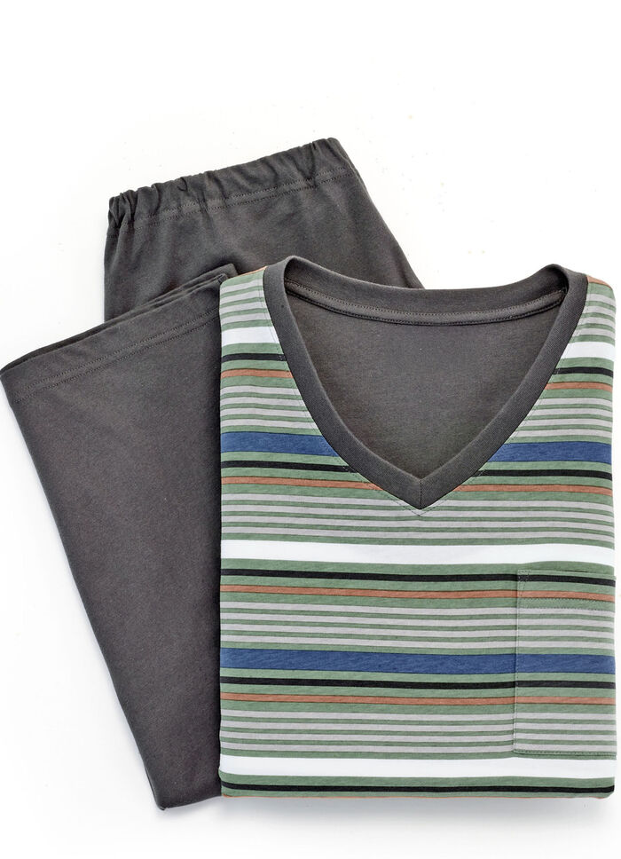 V-hals pyjama met open manchetten 