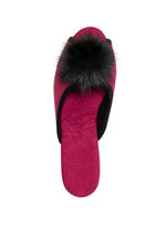 ELENA EDEN, chique damesmuiltjes, breedte G, met imitatiebont pompon ROOD