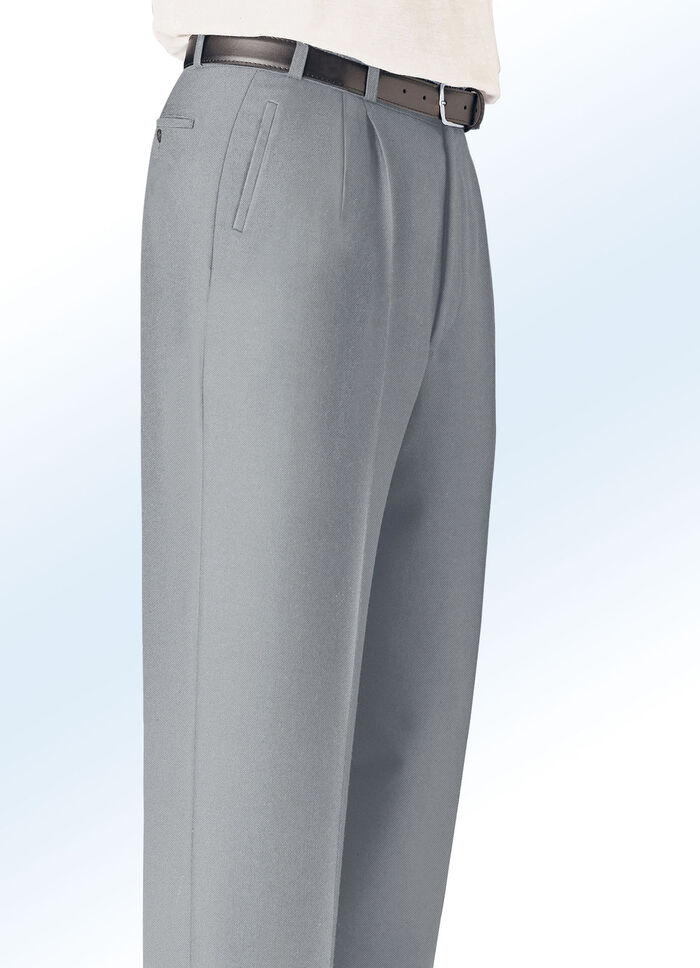 Broek "Klaus Models" met paspelzakken aan de zijkant in 5 kleuren RIETGROEN GEM?EERD