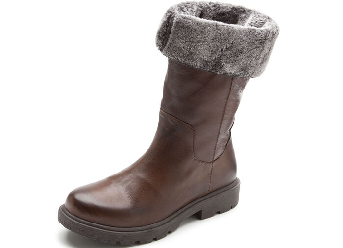 Andrea Conti-laarzen met een donzige omslagkraag BRUIN