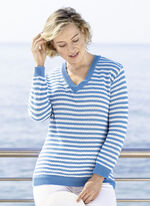 Trui met gestreept dessin JEANSBLAUW-ECRU