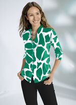 Overhemdblouse met opstaande kraag 871 SMARAGDGROEN-WIT