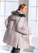 Korte mantel met afneembare kunstbont kraag 