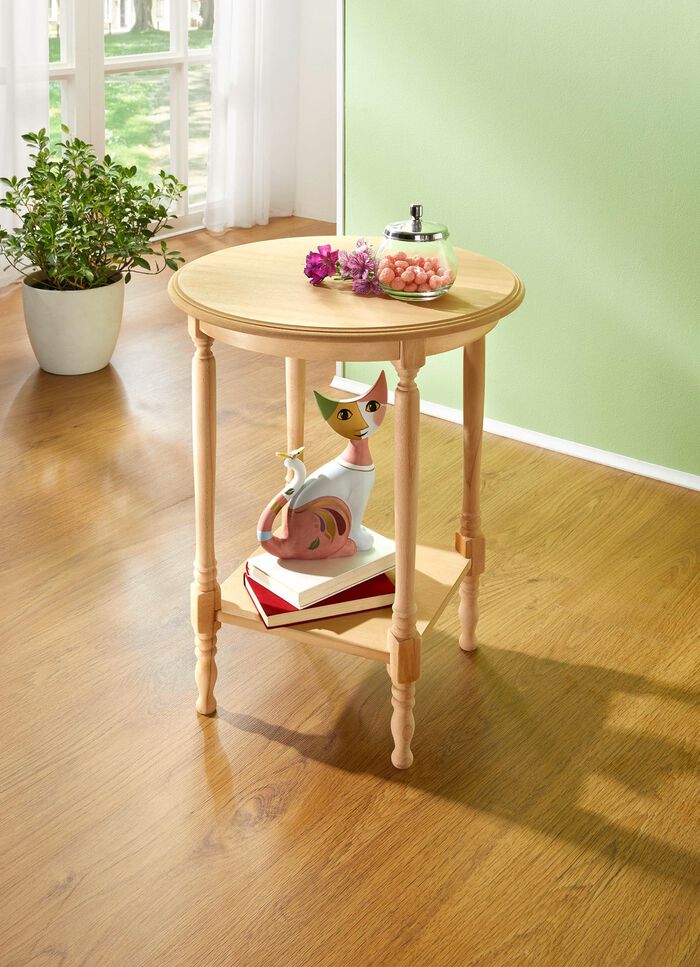 Deels massieve bijzettafel met gedraaide poten 