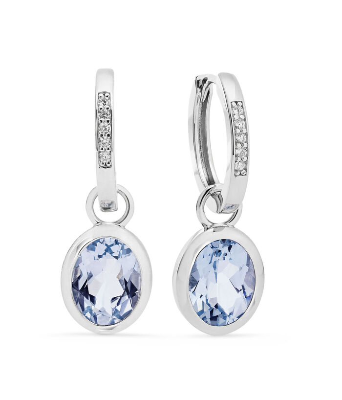 Chique oorbellen met beh. Blauwe topaas en synthetisch. zirkonia