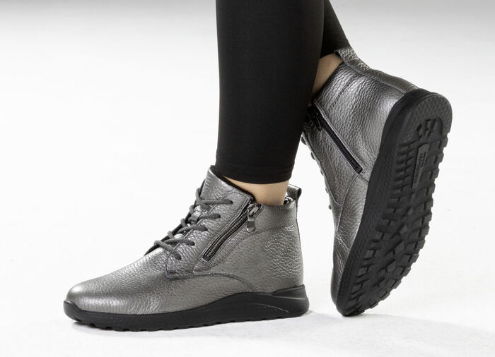 Waldläufer, comfortabele dames enkellaarsjes, winterschoenen, breedte H, gemaakt van hertenleer OUD ZILVER