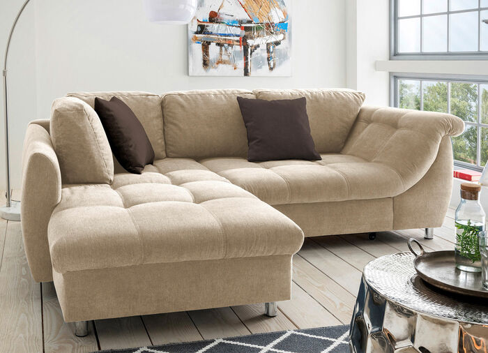 Hoekbank met decoratiekussen CRÈME