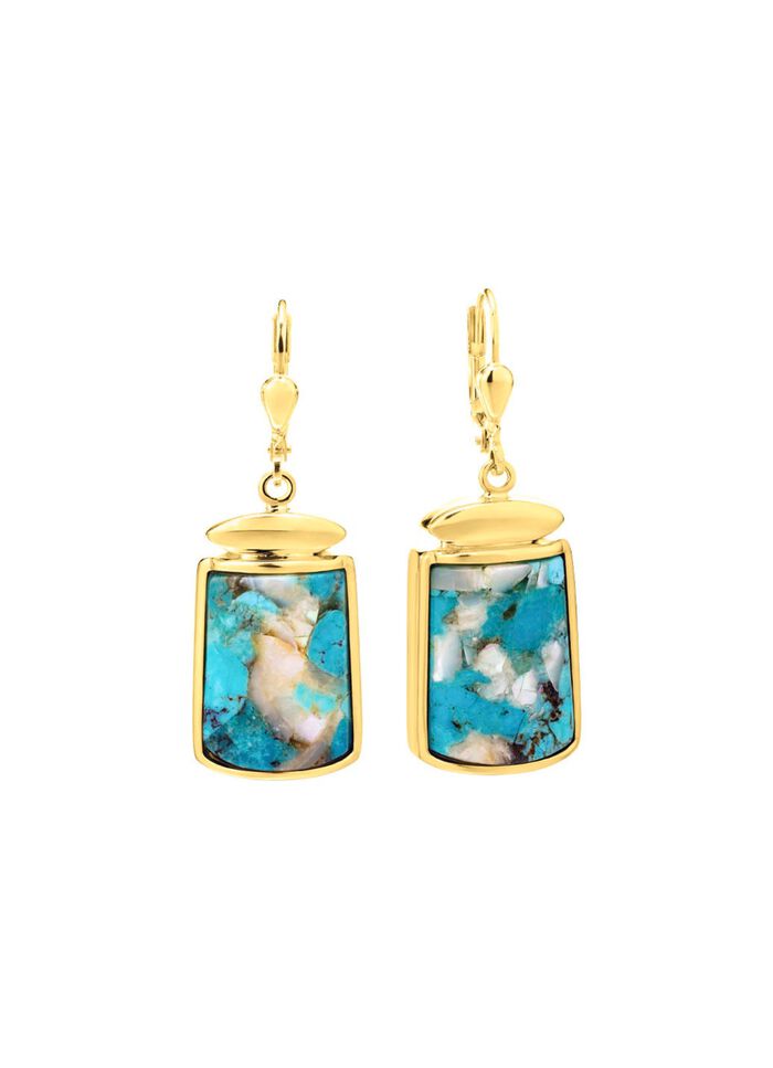 Oorbellen met geconserveerde turkoois en geconserveerde parelmoer 