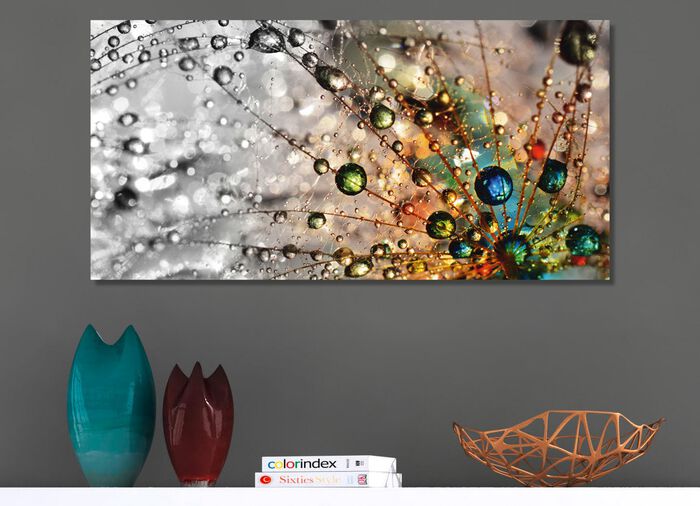 Schilderij waterdruppel op een paardenbloem 